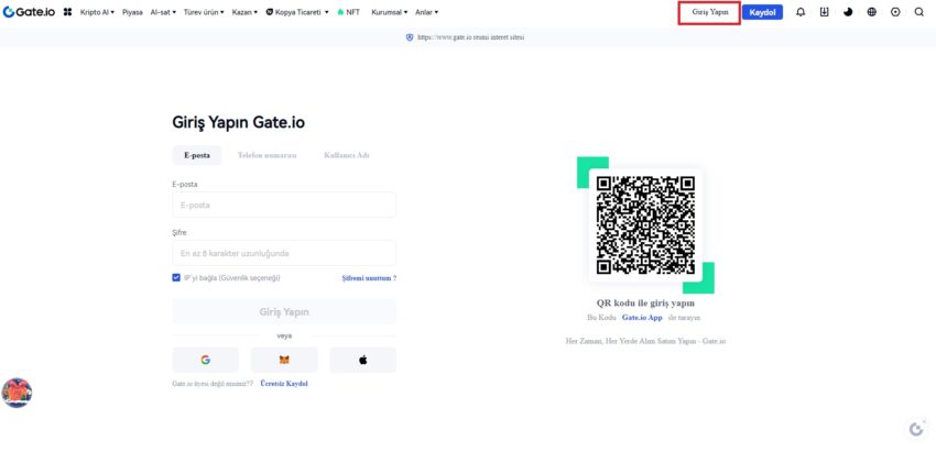 gate.io anasayfa karekod