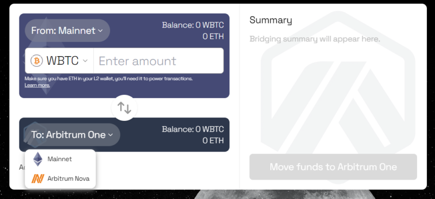 arbitrum mainnet seçimi