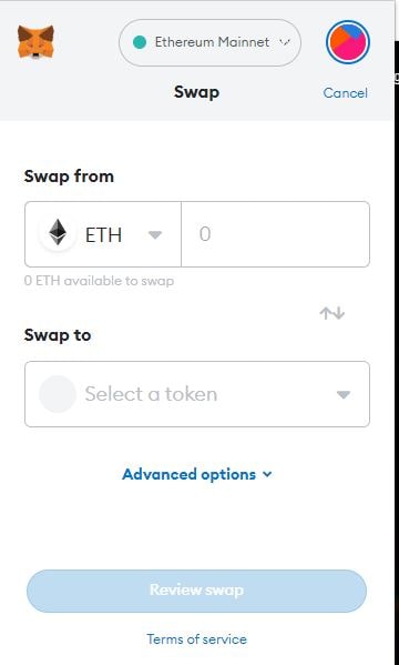 MetaMask swap