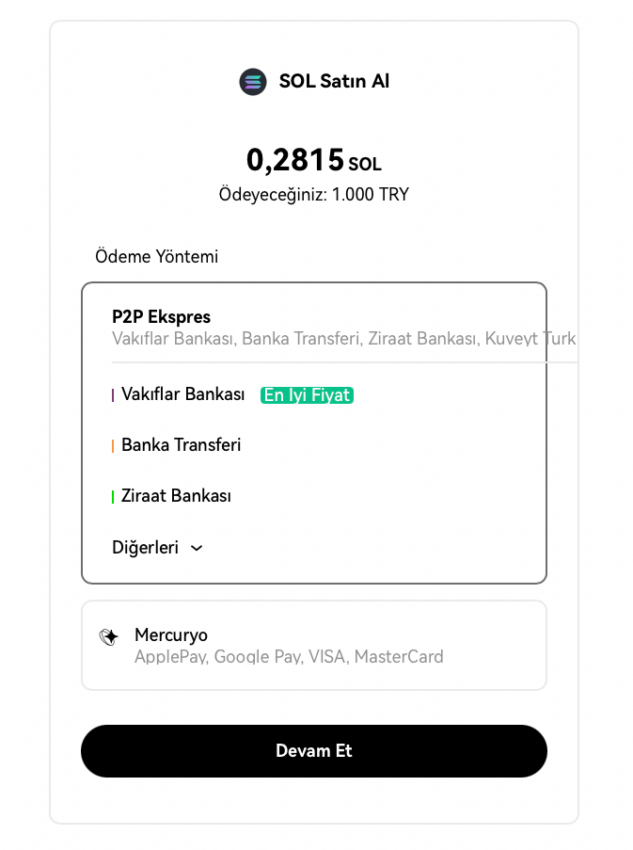 okx'te banka seçenekleri