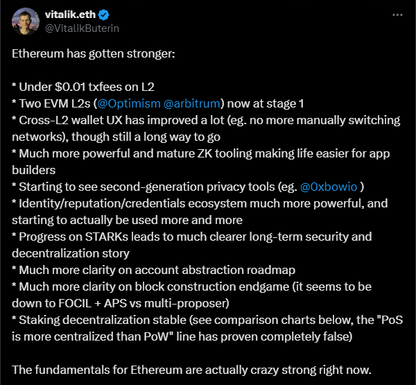 Vitalik Buterin Ethereum Temellerini Savunuyor, Kaynak: X Post