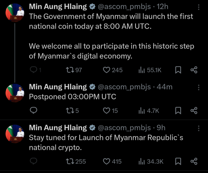 Myanmar Cunta Lideri'nin Meme Coin Tanıtımı.