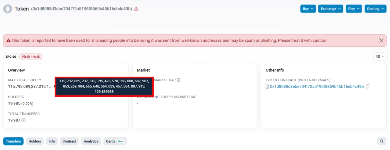etherscan scam token