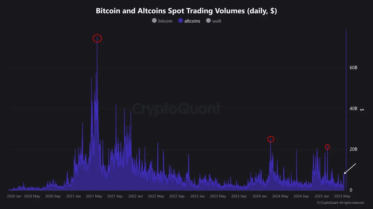 Bitcoin ve altcoin spot trading hacimleri. Kaynak: Nic Puckrin
