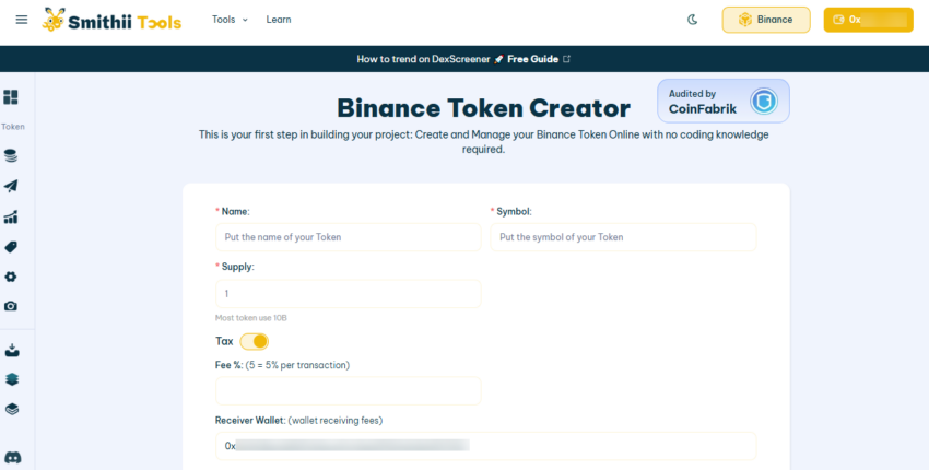 binance token oluşturucu