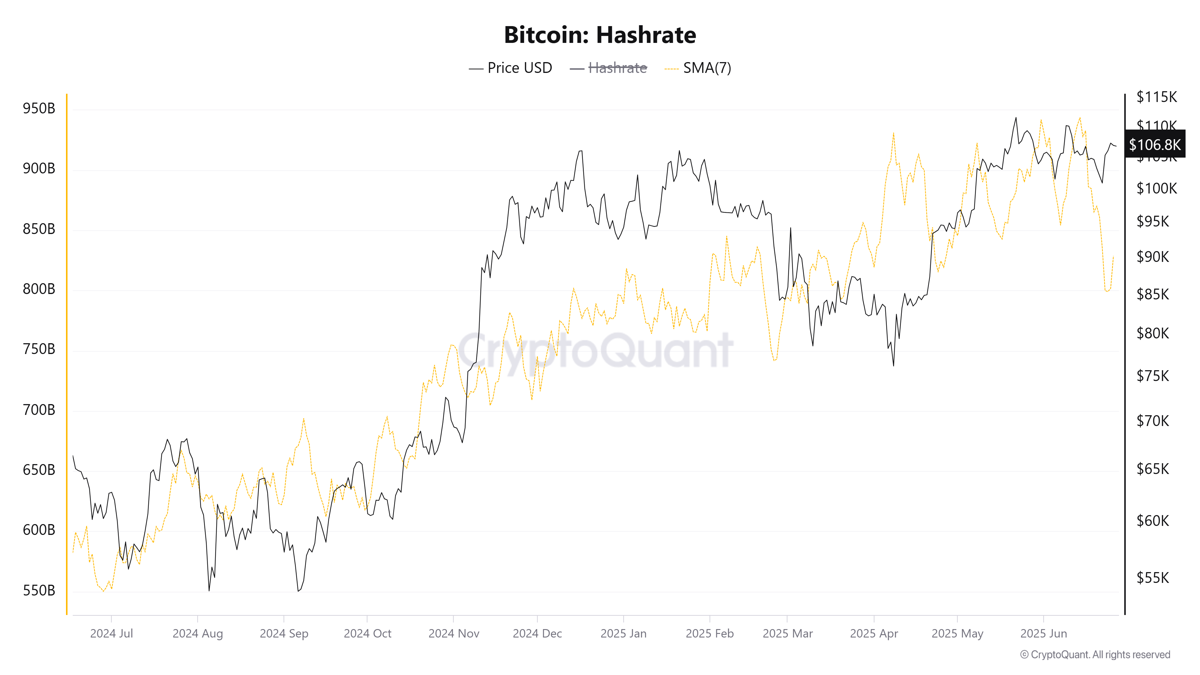 Bitcoin Hashrate. Kaynak: CryptoQuant
