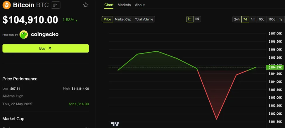Bitcoin (BTC) Fiyat Performansı