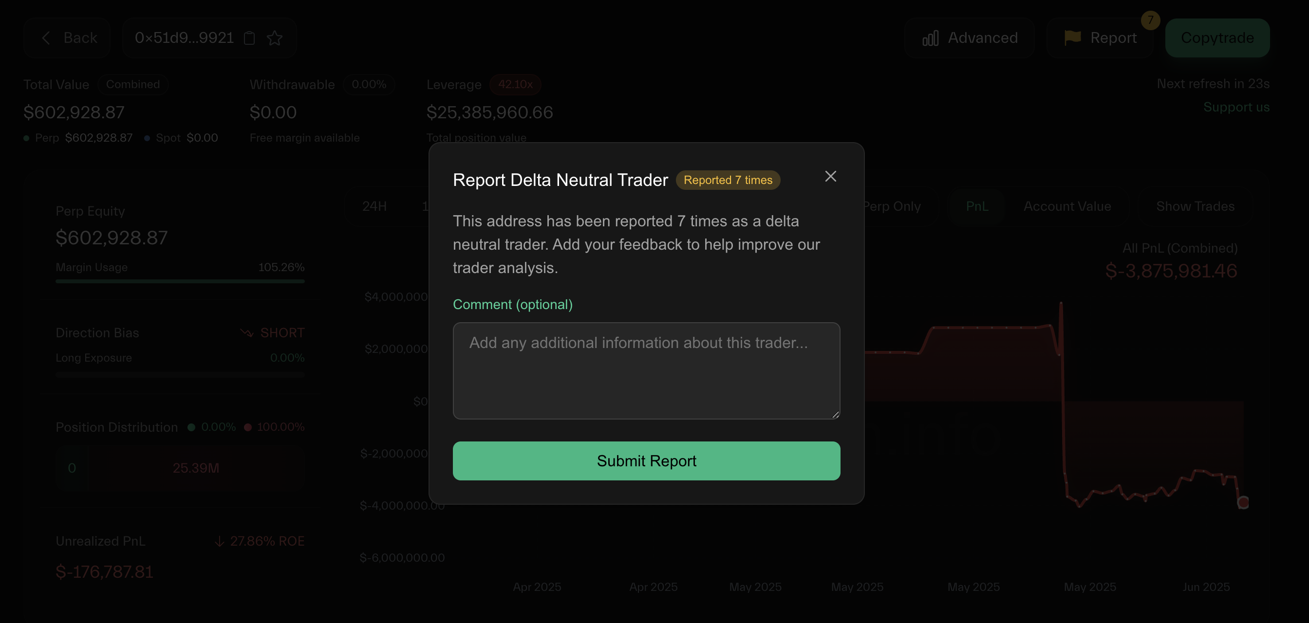 James’in delta-nötr bir trader olduğu bildirildi. Kaynak: hyperdash