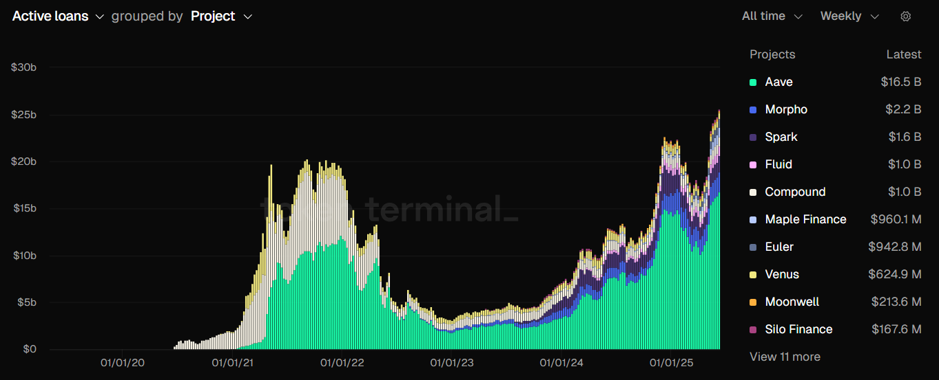 Aktif Kredilerin Toplam Değeri. Kaynak: Token Terminal