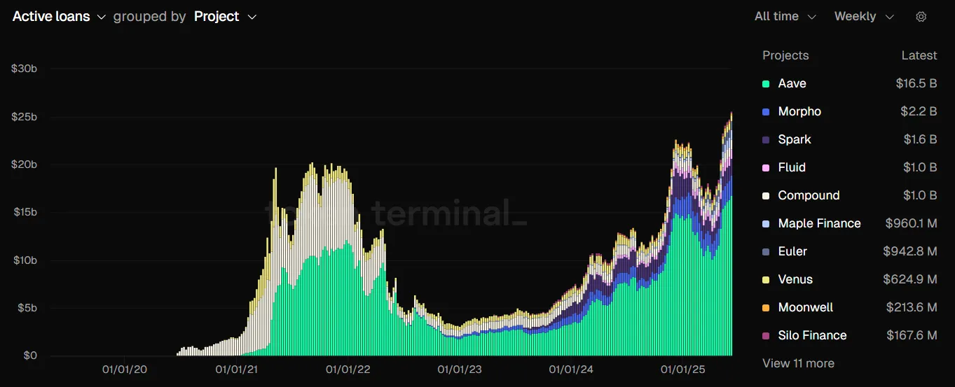 Aktif Kredilerin Toplam Değeri. Kaynak: Token Terminal