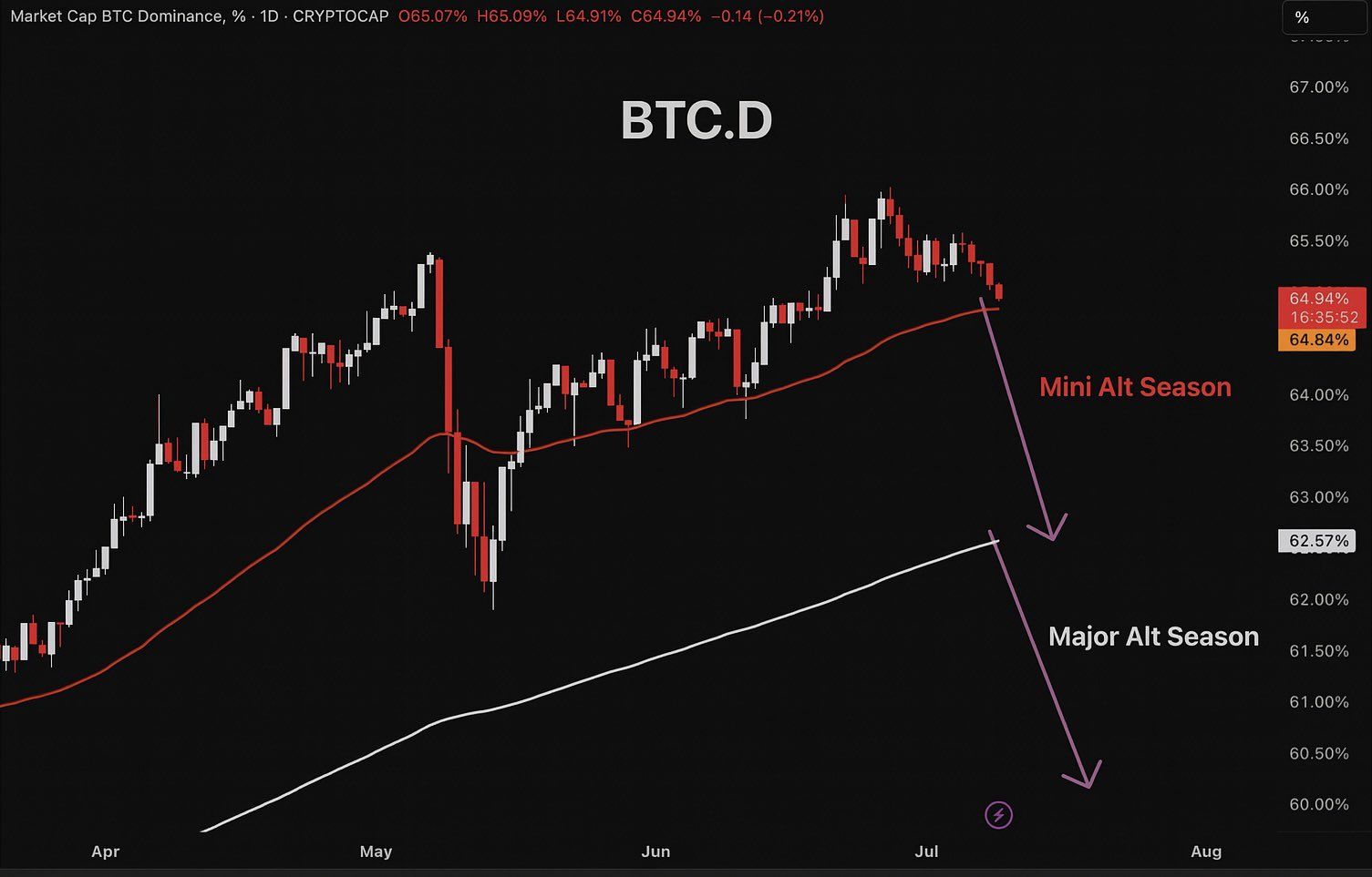 Bitcoin Dominance Senaryo Tahmini. Kaynak: Master of Crypto
