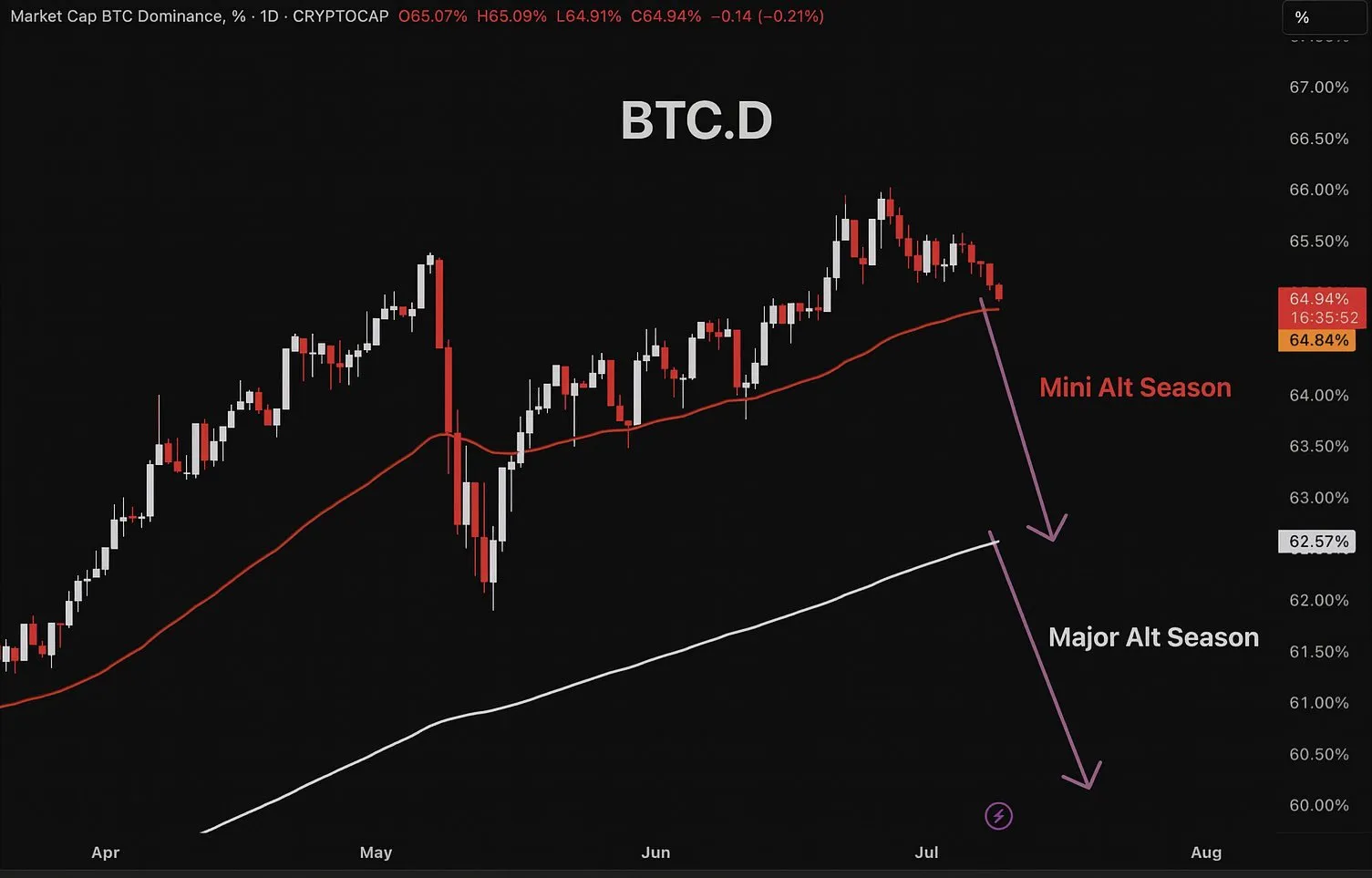 Bitcoin Dominance Senaryo Tahmini. Kaynak: Master of Crypto