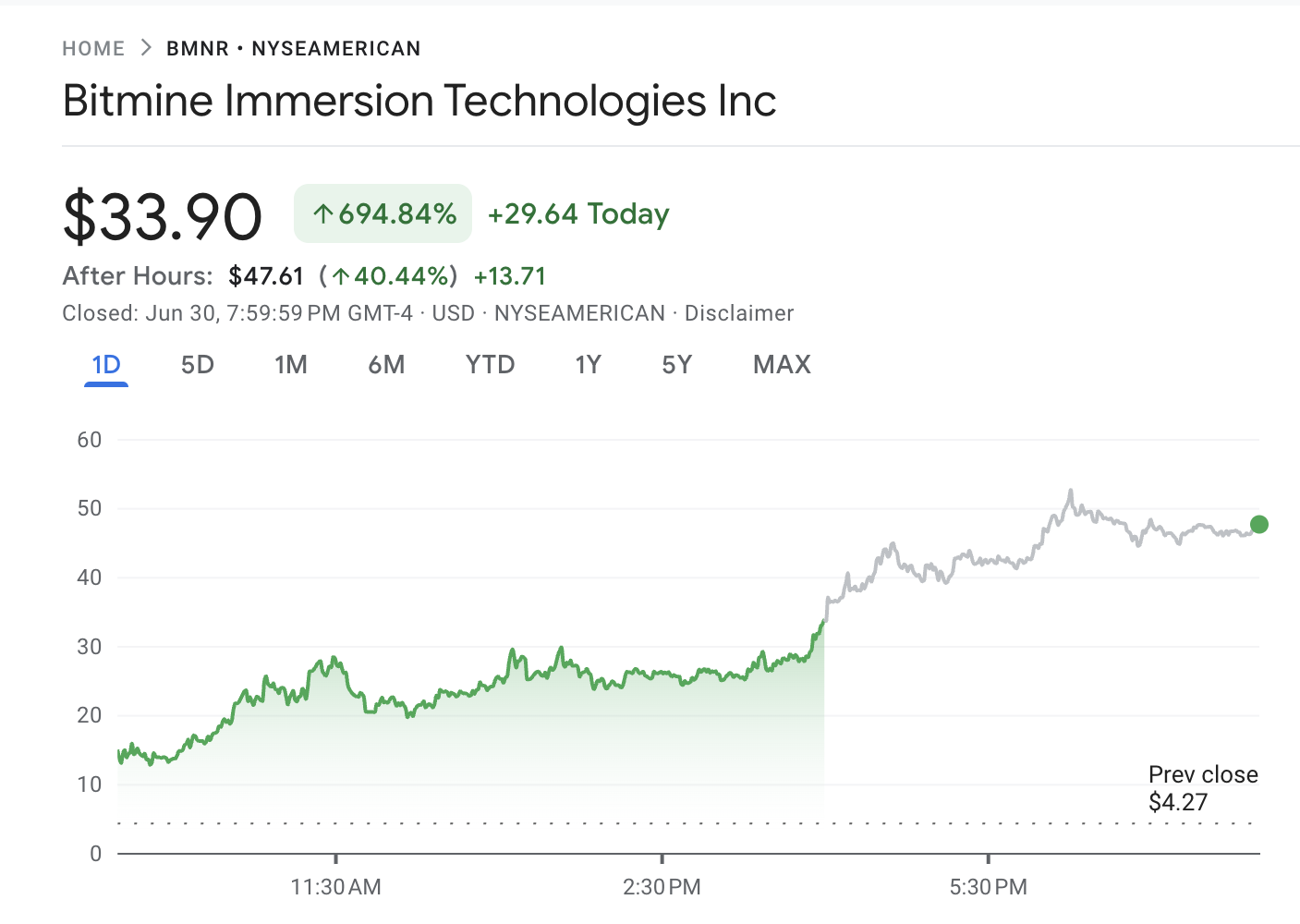 BitMine Immersion Technologies Hisse Performansı