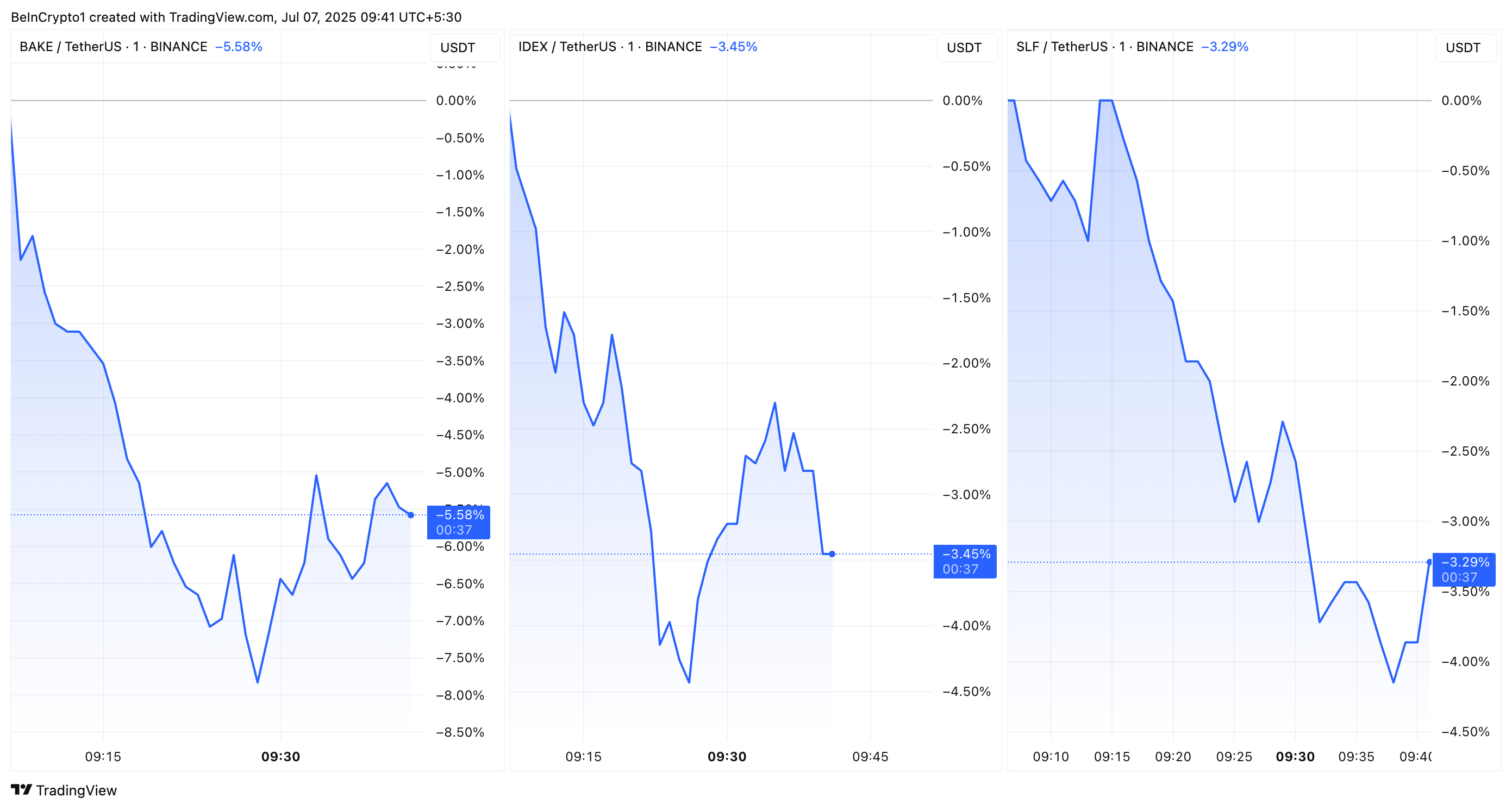BAKE, IDEX ve SLF Fiyat Performansı binance izleme etiketi