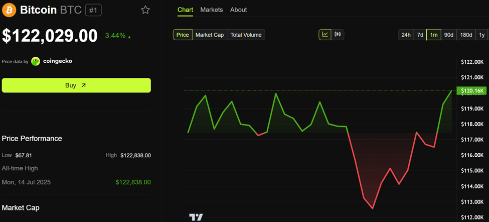 Bitcoin (BTC) Fiyat Performansı