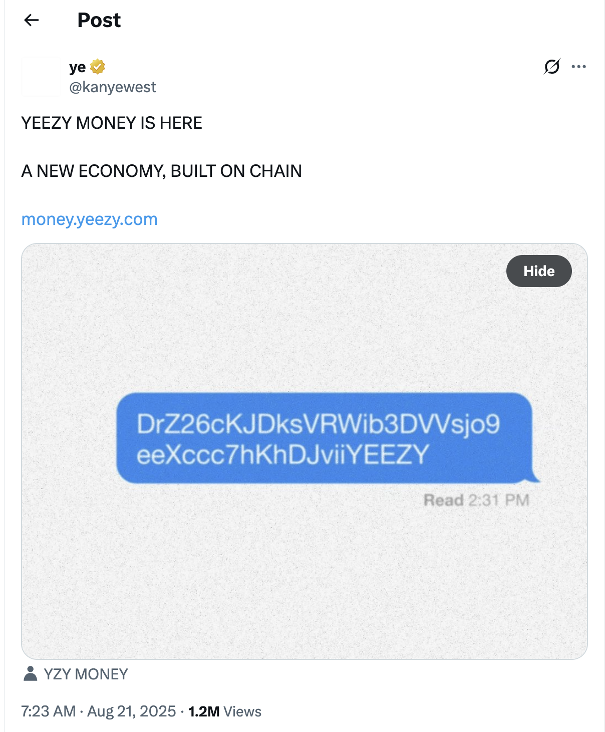 YZY Token Lansmanı