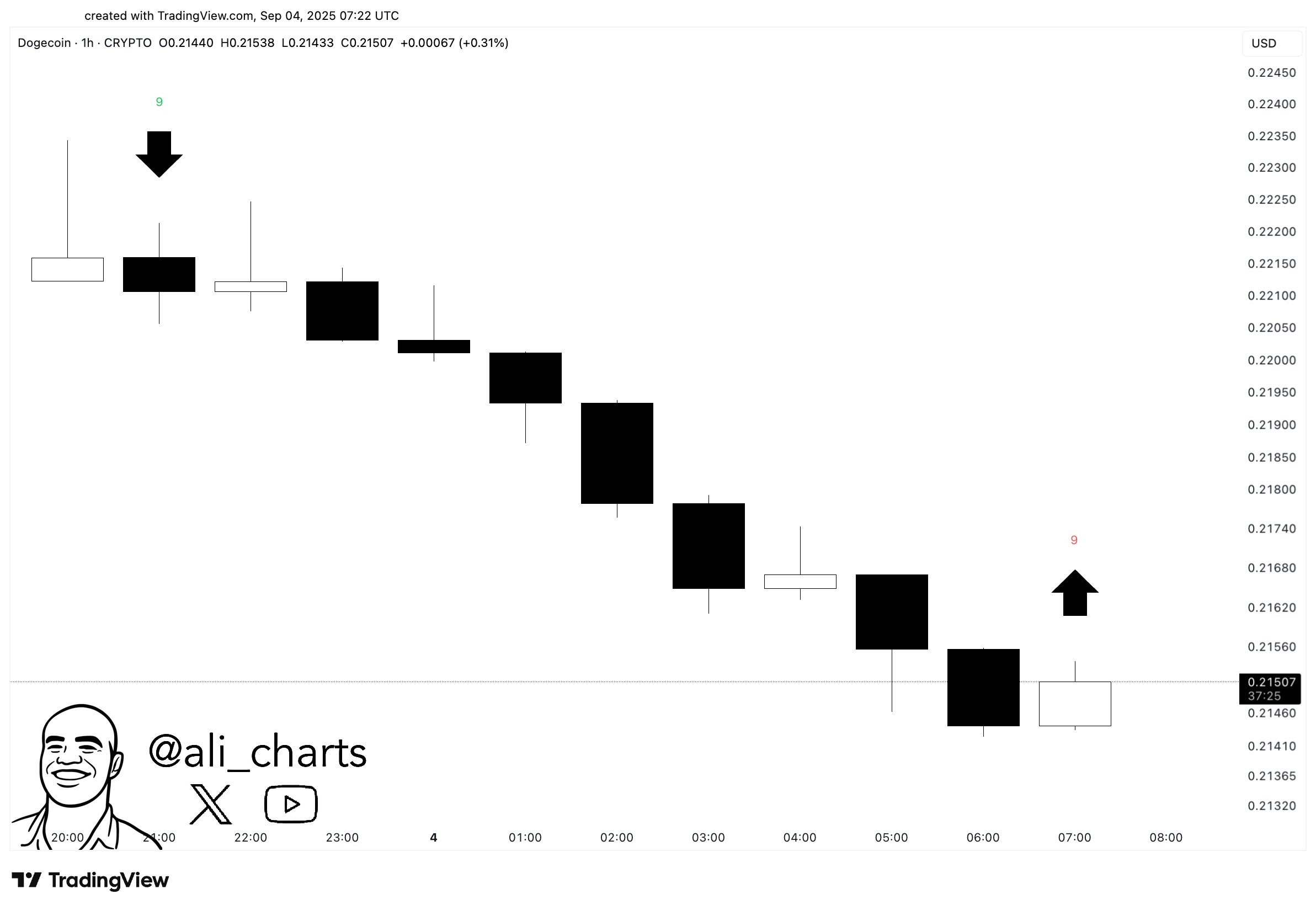 TD Sequential indikatörü. Kaynak: Ali on X